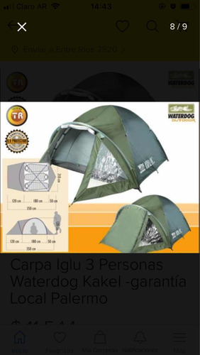 Carpa Waterdog Kakel Para 3 Personas