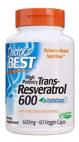 Resveratrol Doctor's Best 600cap - Unidad a $4907