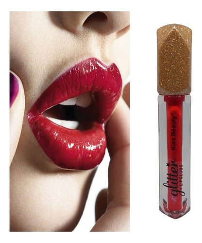 Labial Liquido Efecto Con Glitter Lip Gloss - By Kiss Beauty