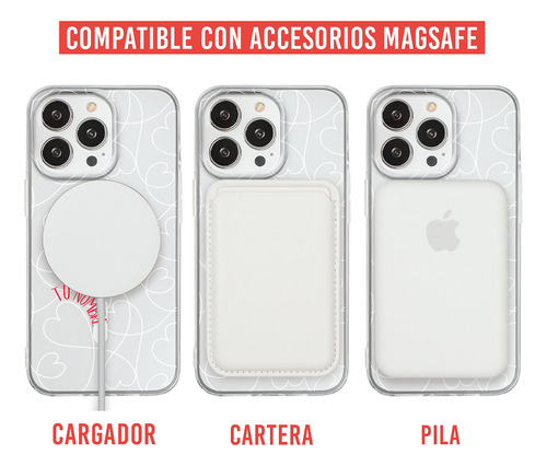Funda iPhone Magsafe Para Mujer Corazones Love Con Tu Nombre