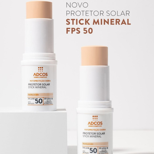 Protetor Solar Adcos Stick Mineral Translúcido Fps50