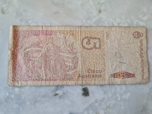 Billete De 5 Australes N°45.857.908 Presidente Urquiza