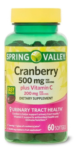 Arándano, 500 mg Spring Valley Urinary Tract, 60 cápsulas blandas, sabor sin sabor