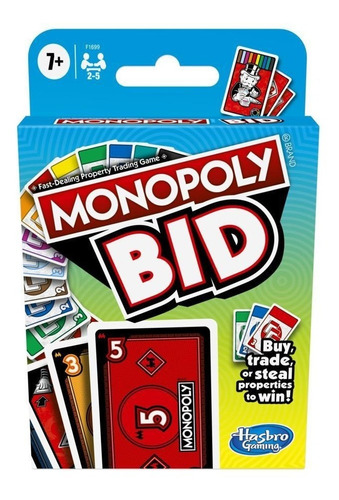 Monopoly Bid Juego De Mesa Cartas Familiar Viaje F1699 Edu