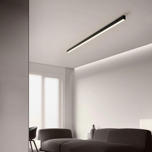 Lámpara Lineal Led Aplique De Techo O Pared. 152cm. Baja Pot Negro. Luz Fría