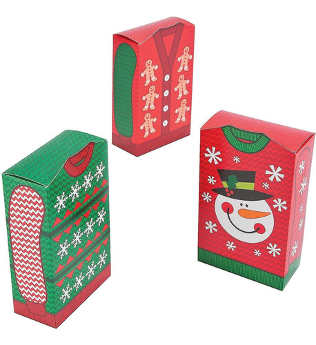 Ugly Christmas Sweater Party Favor Cajas  12 Ct