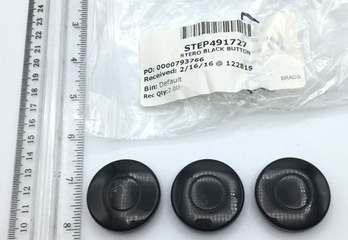 Stero Lot Of 3 Dishwasher Button Mushroom Black P49-1727 N