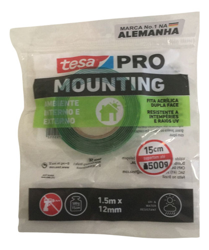 Fita Dupla Face Pro Mounting Tesa 12mmx1,5m Original Alemã
