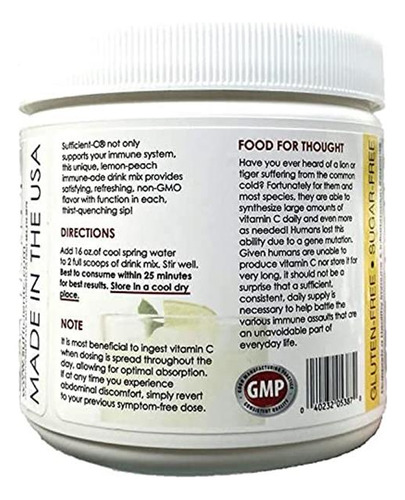 Sufficient-c Bebida Vitamina C Alta Dosis Limón Durazno 2p
