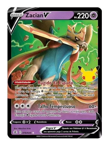 Zacian V Foil Pokémon Carta Em Português 16/25