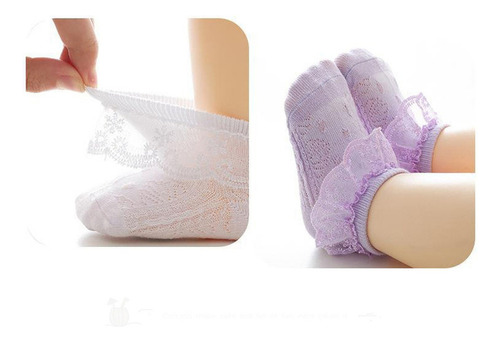 5 Pares De Calcetines De Algodón Con Encaje Para Niños Prima