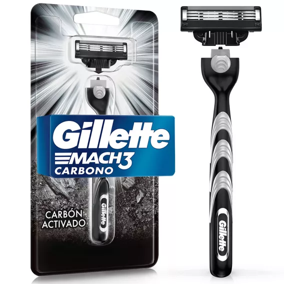 Máquina de Afeitar Gillette Mach3 Carbono con Carbón Activado y 3 Hojas 1 unidad