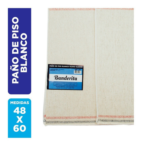 Trapo Piso 100% Algodón Blanco Tejido Clásico 48x60 Premium