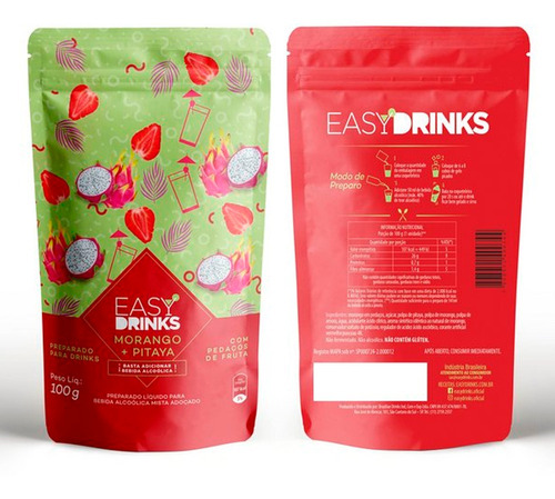 Sachê Para Bebidas Easy Drinks Morango E Pitaya 100g