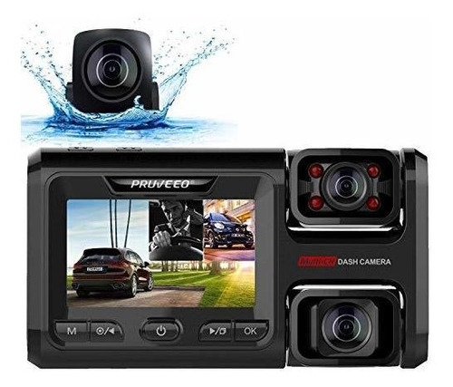 Pruveeo D40 Dash Cam De Tres Y Dos Canales, Frontal Interior