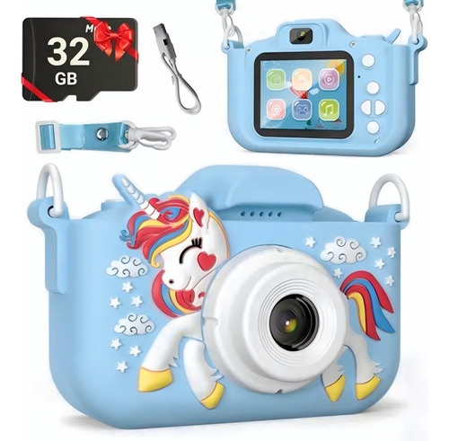 Cámara Digital Niño X10s Azul 1080 Mpx Compacta 32gb Memoria