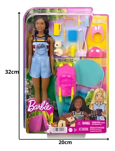 Día de acampada de muñeca Barbie negra de Brooklyn Hdf74 Mattel