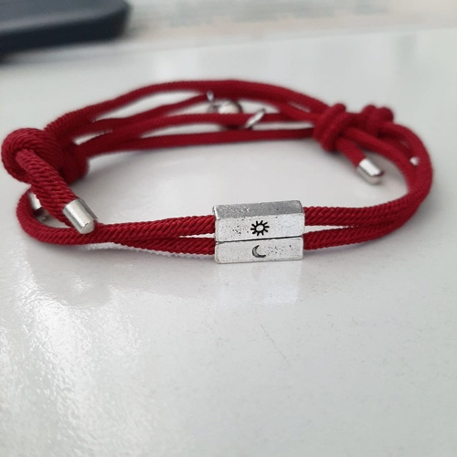 Imagen 2 de 4 de Pulsera Novios Pareja Corazón Sol Luna Imán Magnético 2 En 1