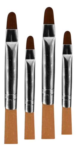 Kit 04 Pincel Lingua De Gato Unhas Alongamento Unhas Acrigel