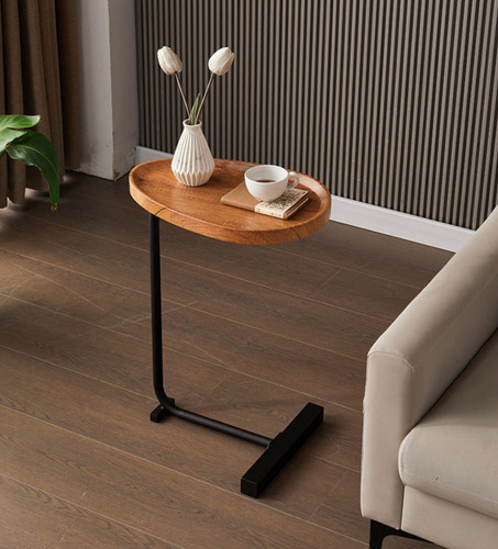 Mesa De Centro Lateral Living Vanguardia Madera Nactural Color Transparente