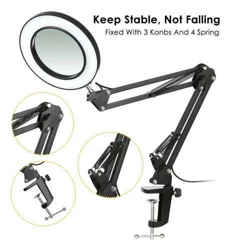 Lámpara De Estudio Clip Lamp Con 10 Lupas, Luz De Escritorio