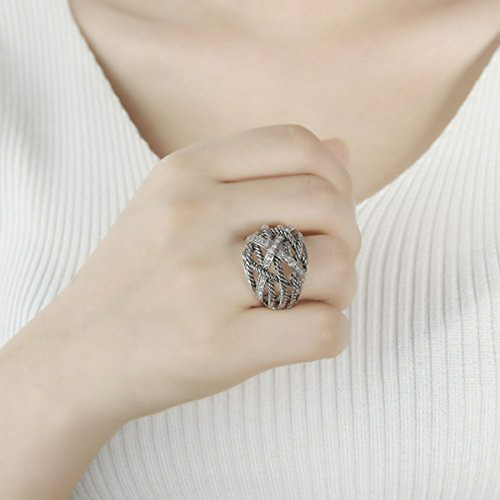 Ring Twisted Cable Wire Weave Designer Marca De Moda David W
