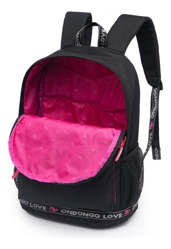 Mochila Escolar C/ Estojo Feminina Ampla Cor Preto Desenho Do Tecido Lisa