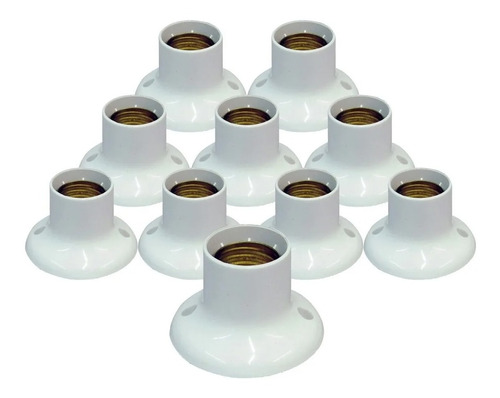 100 Peças Soquete Plastico Fixo E27 Para Lampadas Branco