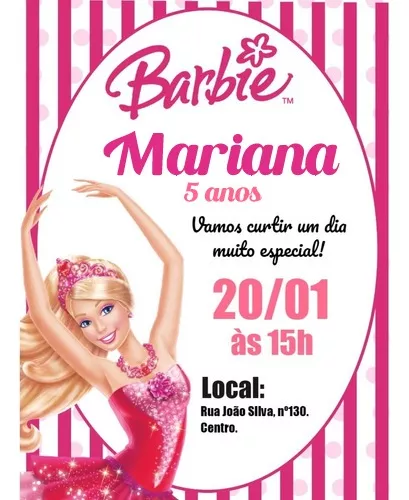 Convite Aniversário Comemoração Festa Criança - Barbie