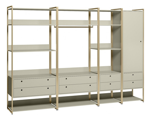 Closet Industrial 1 Porta 8 Gavetas Off White Olivar Móveis