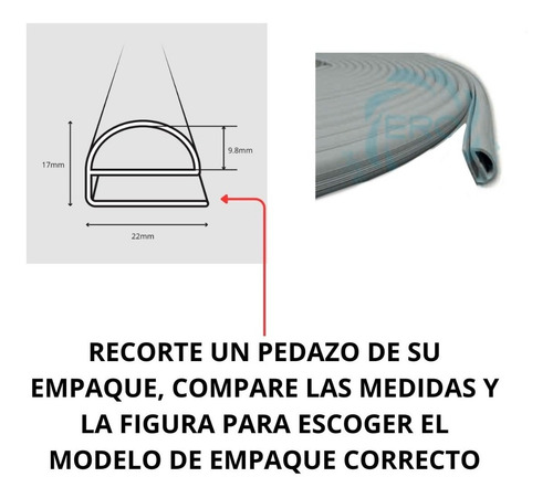 Empaque Puerta Perfil Estandar Modelo M Color Gris, X Metro