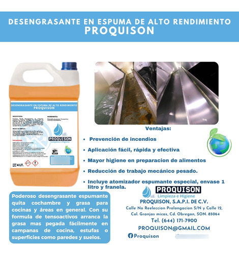 Desengrasante Quita Cochambre Cocina Biodegradable 4 Litros