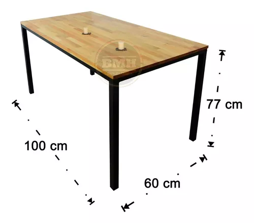 Mesa comedor natural-negro madera-hierro 90 x 90 x 77 cm
