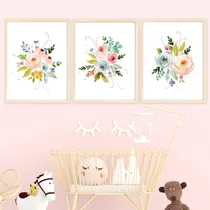 Comprar Set X3 Cuadros Nórdicos Flores Shabby Boho 30x40 Completos!