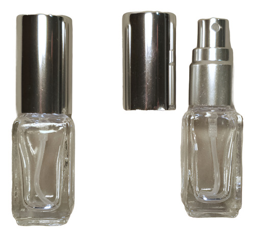 Vaporizador Vidrio Decant Muestra Perfume Frasco 5 Ml X10 Plateado