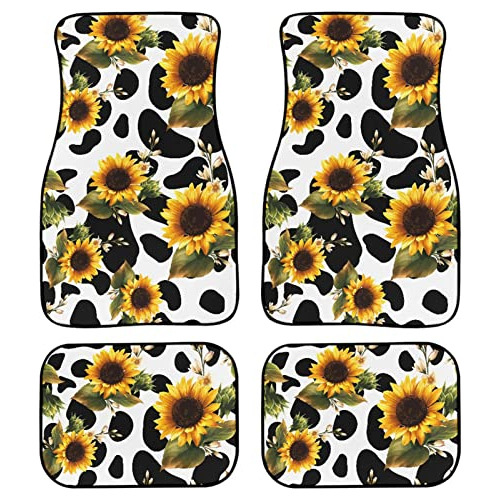 Alfombrillas De Coche Aoopistc Con Diseño De Girasol Y Vaca,