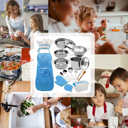 Juego De 18 Piezas Para Cocinar Y Cocinar Para Niños Con Del