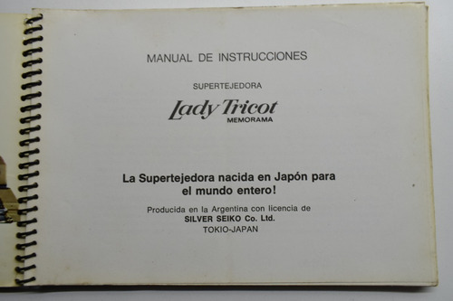 Manual De Instrucciones Supertejedora Lady-tricot Memorac115 (Usado)