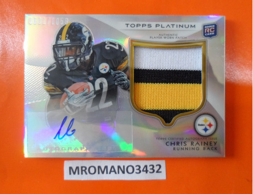 Tarjeta Topps Autografiada Chris Rainey Pittburgh Steelers !