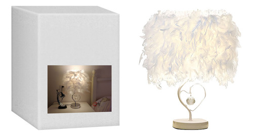 Lámpara De Noche De Mesa Plumas Con Foco Led Para Dormitorio