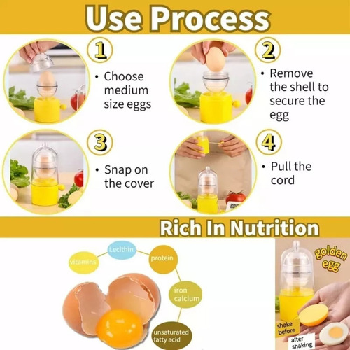 Qk Golden Egg Maker Huevos Yema Blanca Mezclador Alta Resist
