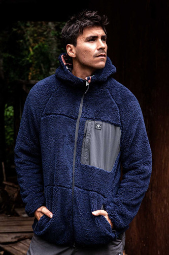 Polerón Chiporro Hombre Shaggy Grizzly Reversible Navy