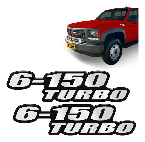 Par De Adesivo Emblema 6-150 Turbo Resinado Caminhão Gmc