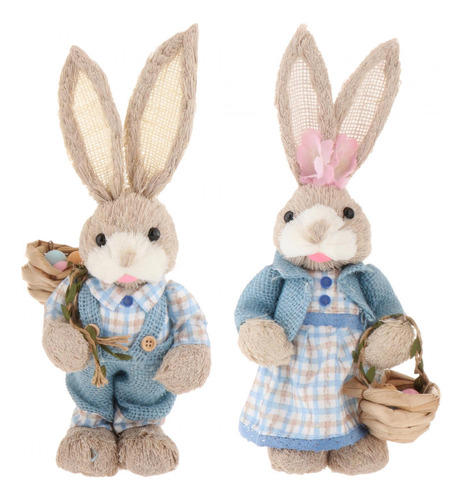 2 Figuras De Conejo De Juguete Con Forma De Conejo De Pascua