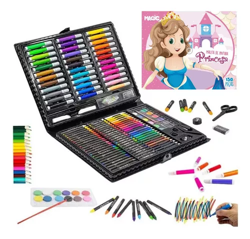 Estojo Completo De Pintura Infantil Com 150 Peças + 30 Desenhos