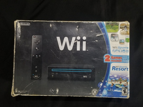 Consola Wii Negro + Cables + Controles + Caja + Juegos