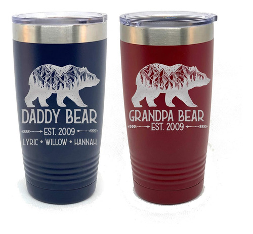 Vaso Grabado Papa Bear 30 Oz, Taza De Viaje De 20 Oz, V...