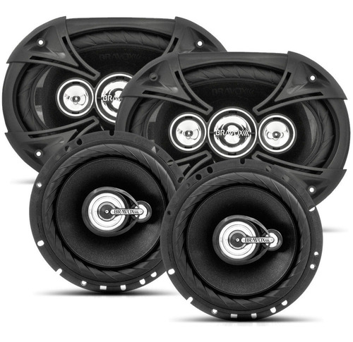 Kit Alto-falantes Fácil Black 2 6x9 + 2 6'' 380 W Rms Bravox