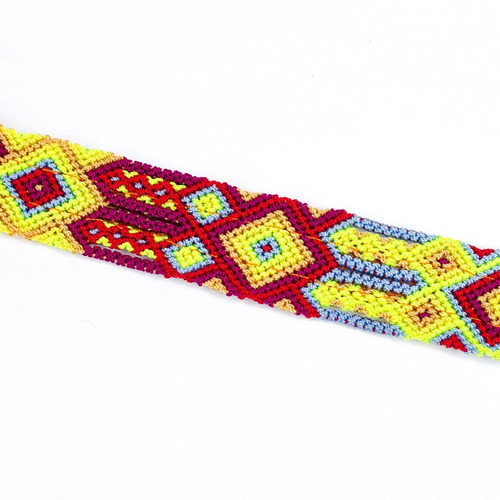 Collar Artesanal De Cuero Para Perro Con Tejido Amarillo