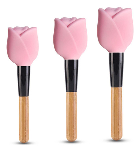 3 Uds. Funda De Silicona Profesional Para Brochas De Rosado